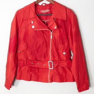 Gina Laura Selection Red Moto Jacket Size S Asym Zip Cybercore Clubwear